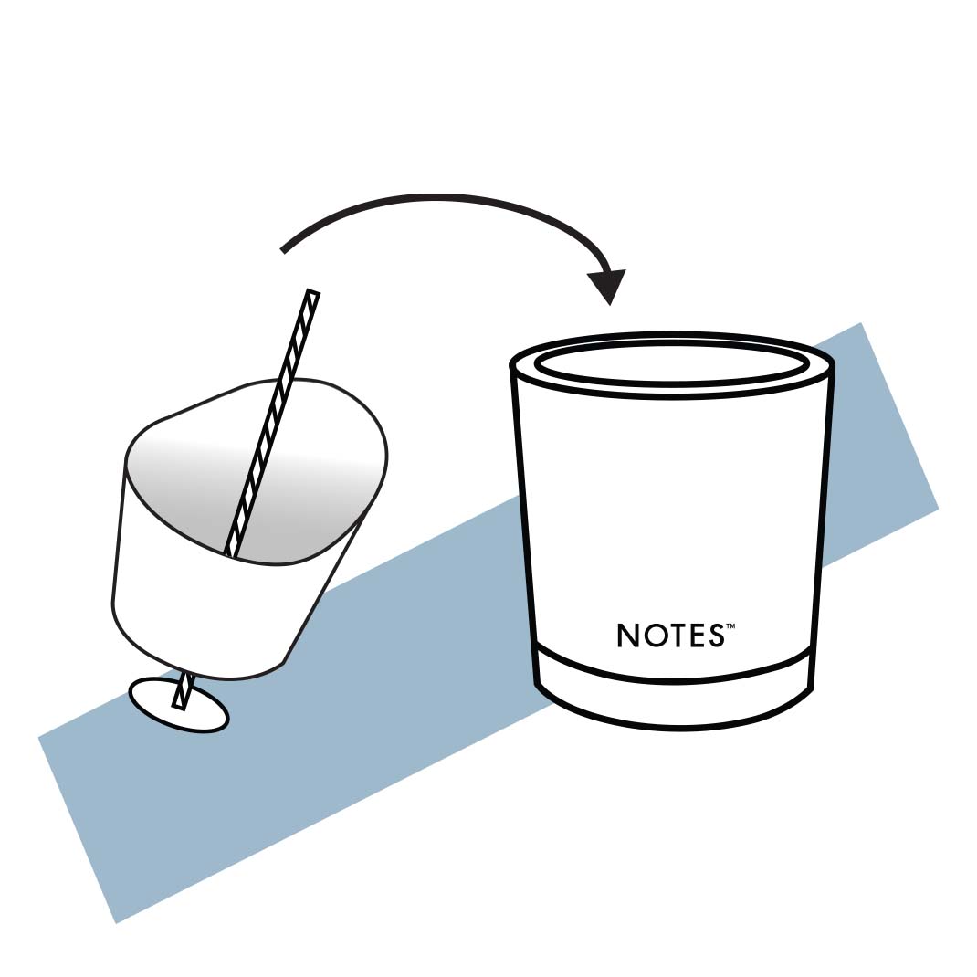 Step One: Thread wick through silicone insert and place insert in Starter Glass vessel.