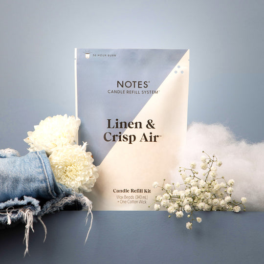 Sustainable Candle Refill Kit - NOTES Linen & Crisp Air