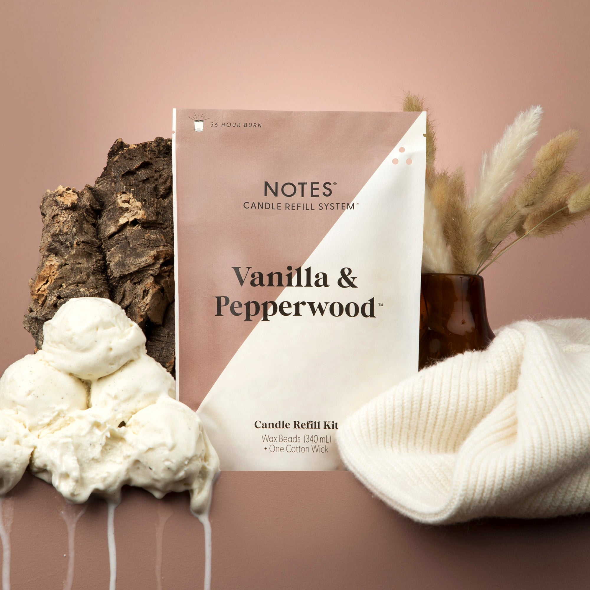 Sustainable Candle Refill Kit - NOTES Vanilla & Pepperwood