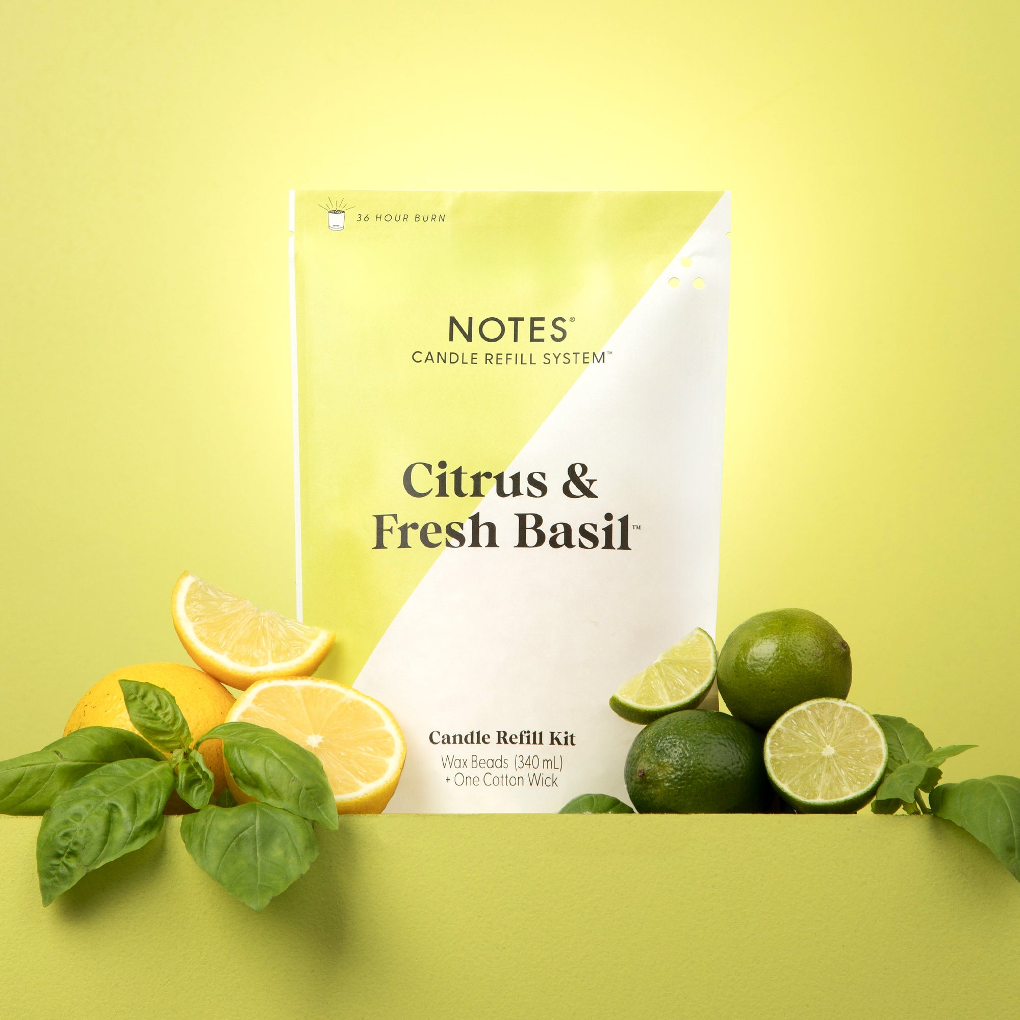 Sustainable Candle Refill Kit - NOTES Citrus & Fresh Basil