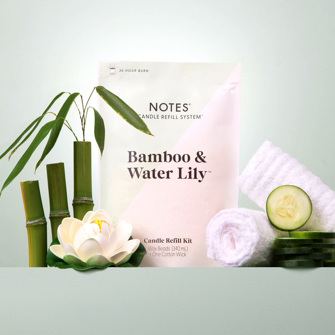 Sustainable Candle Refill Kit - NOTES Bamboo & Waterlily