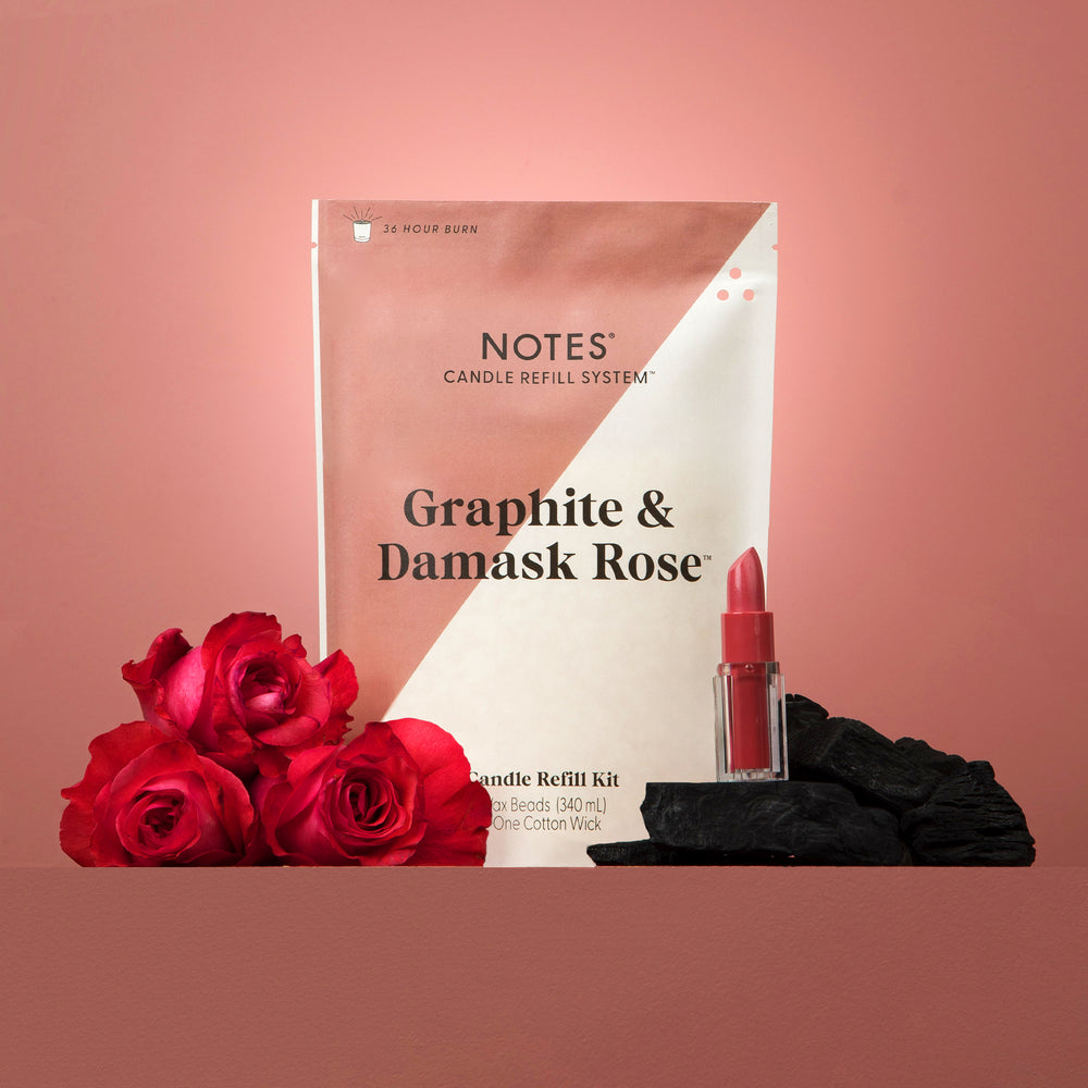 Sustainable Candle Refill Kit - NOTES Graphite & Damask Rose