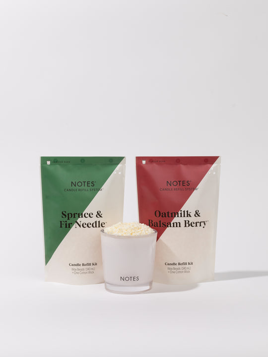 NOTES Candle Refill System - Sustainable Starter Kit - Evergreen & Spicy Duo