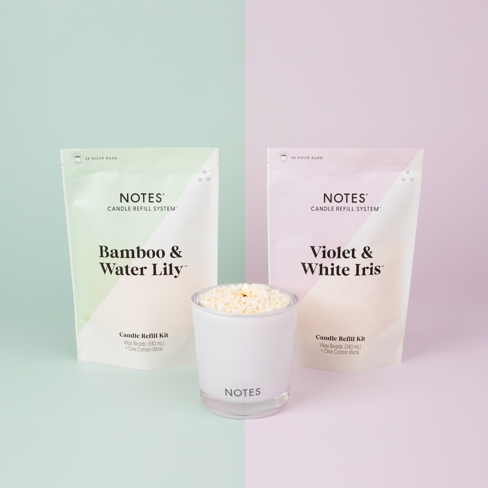 NOTES Candle Refill System - Sustainable Starter Kit - Watery Floral Duo