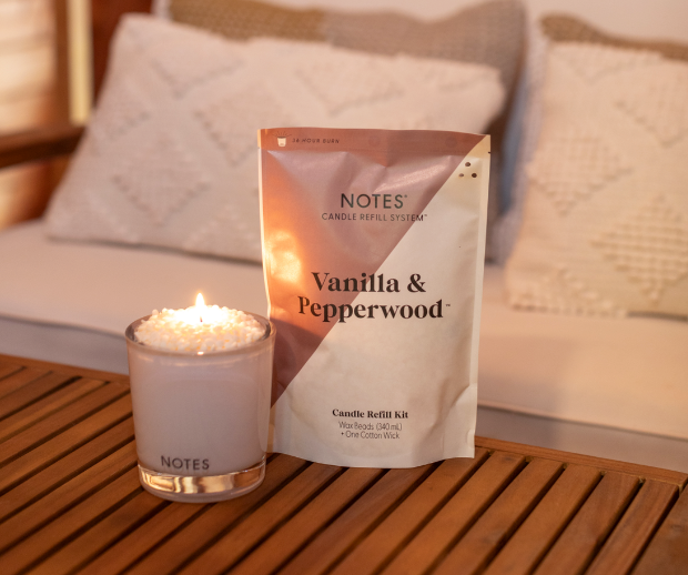 Sustainable Candle Refill Kit - NOTES Vanilla & Pepperwood