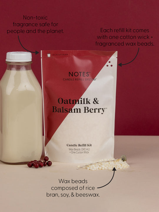 Sustainable Candle Refill Kit - NOTES Oatmilk & Balsam Berry