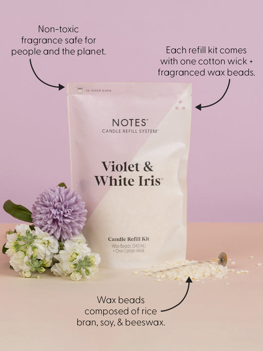 Sustainable Candle Refill Kit - NOTES Violet & White Iris