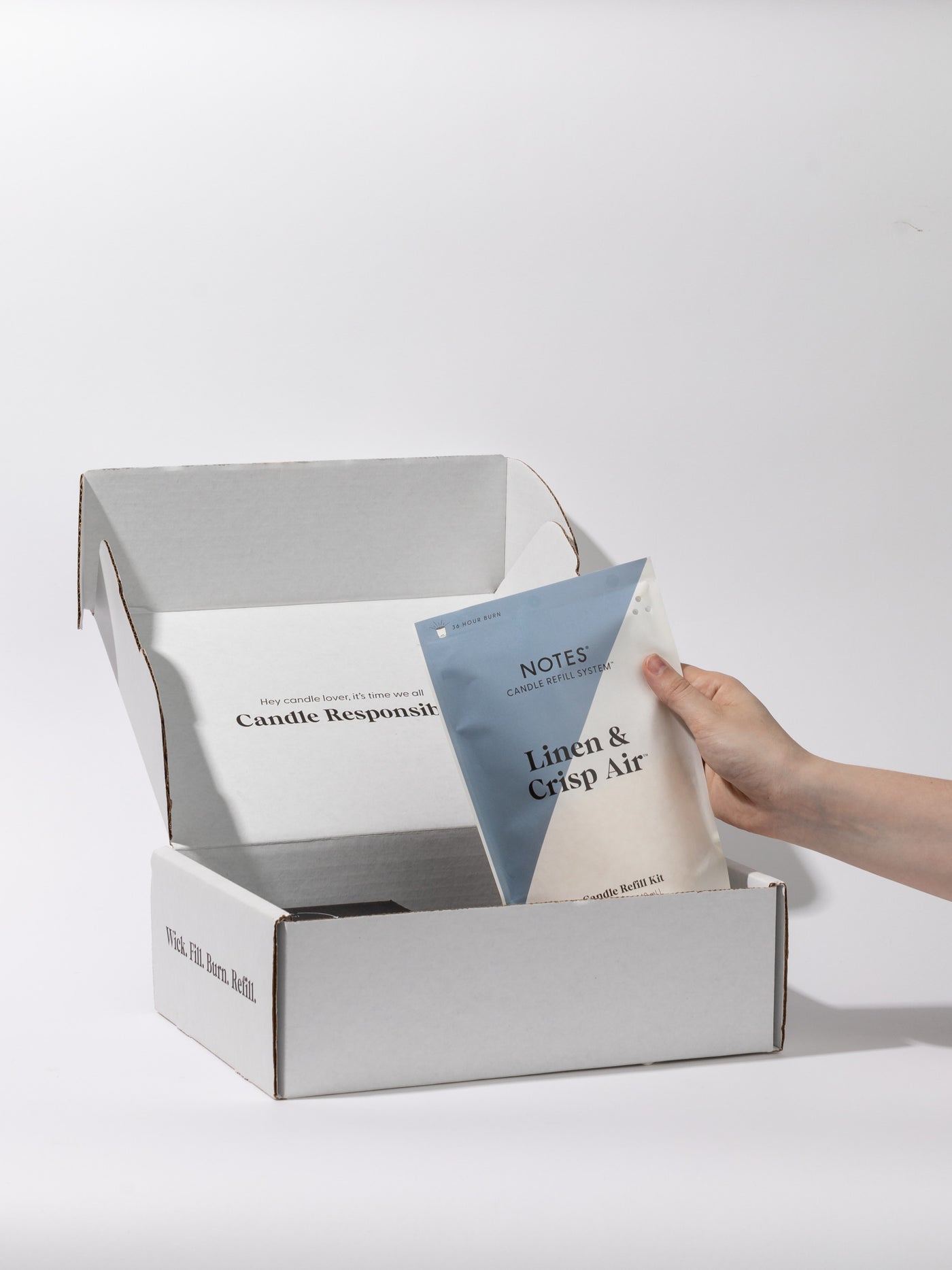 Sustainable Candle Refill Kit - NOTES Linen & Crisp Air