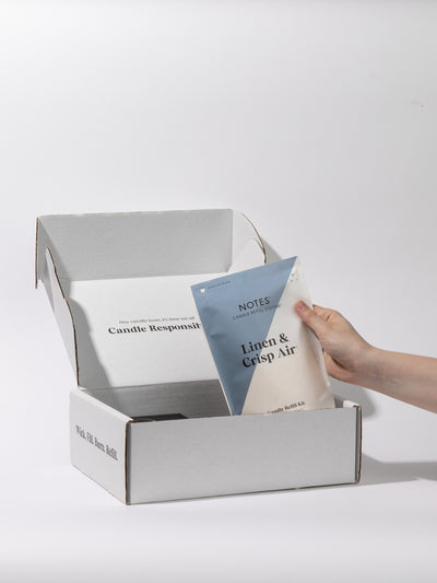 Sustainable Candle Refill Kit - NOTES Linen & Crisp Air