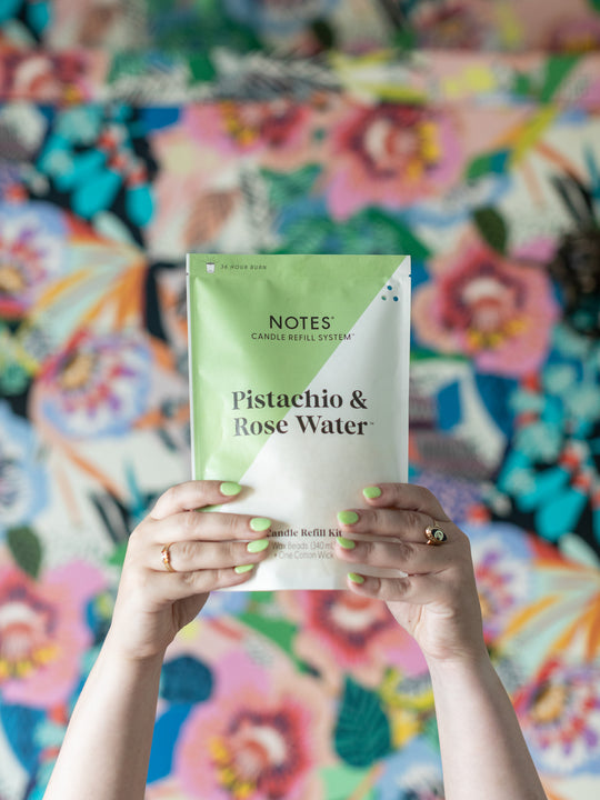 Sustainable Candle Refill Kit - NOTES Pistachio & Rose Water