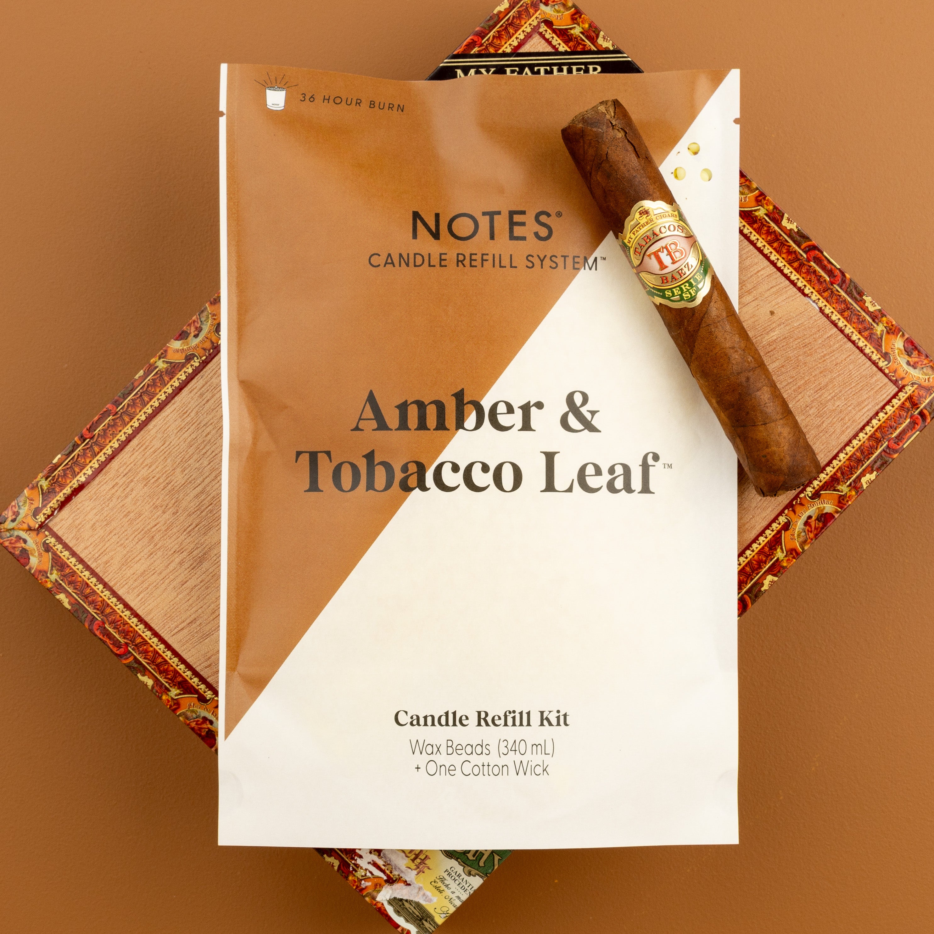 Sustainable Candle Refill Kit - NOTES Amber & Tobacco Leaf