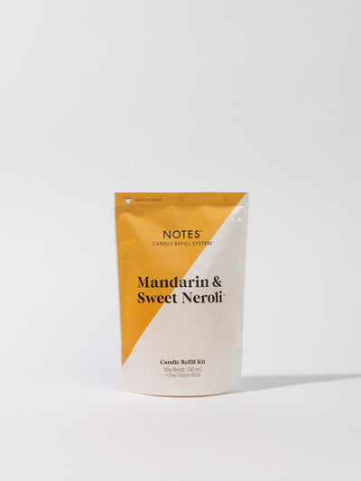 Mandarin & Sweet Neroli NOTES® Candle Refill Bag on whitespace