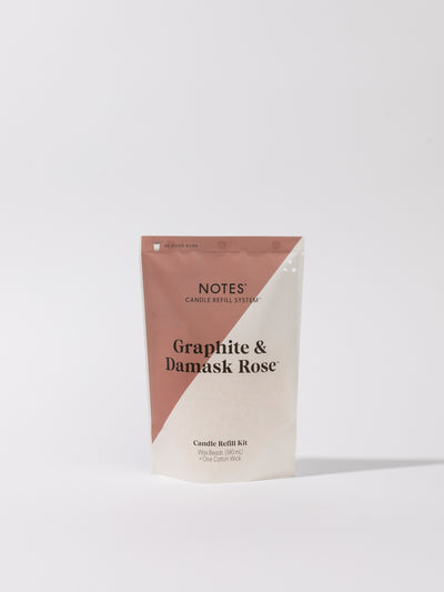 Graphite & Damask Rose NOTES® Candle Refill Bag white space