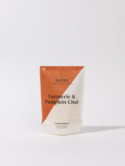 Turmeric & Spiced Chai NOTES® Candle Refill Bag on white space